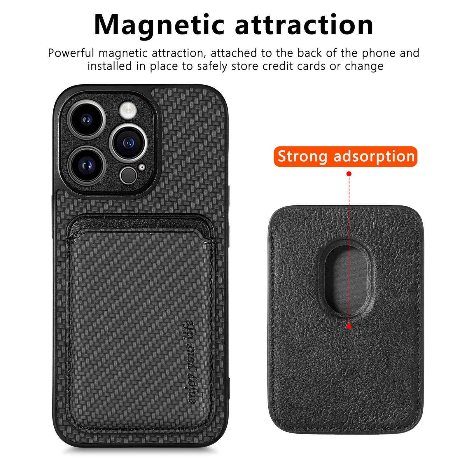 M2 For iPhone 13 Pro Case Carbon Fiber Texture PU+TPU Phone Cover with Magnetic Card Slot M2 For iPhone 13 Pro Case Carbon Fiber Texture PU+TPU Phone Cover with Magnetic Card Slot